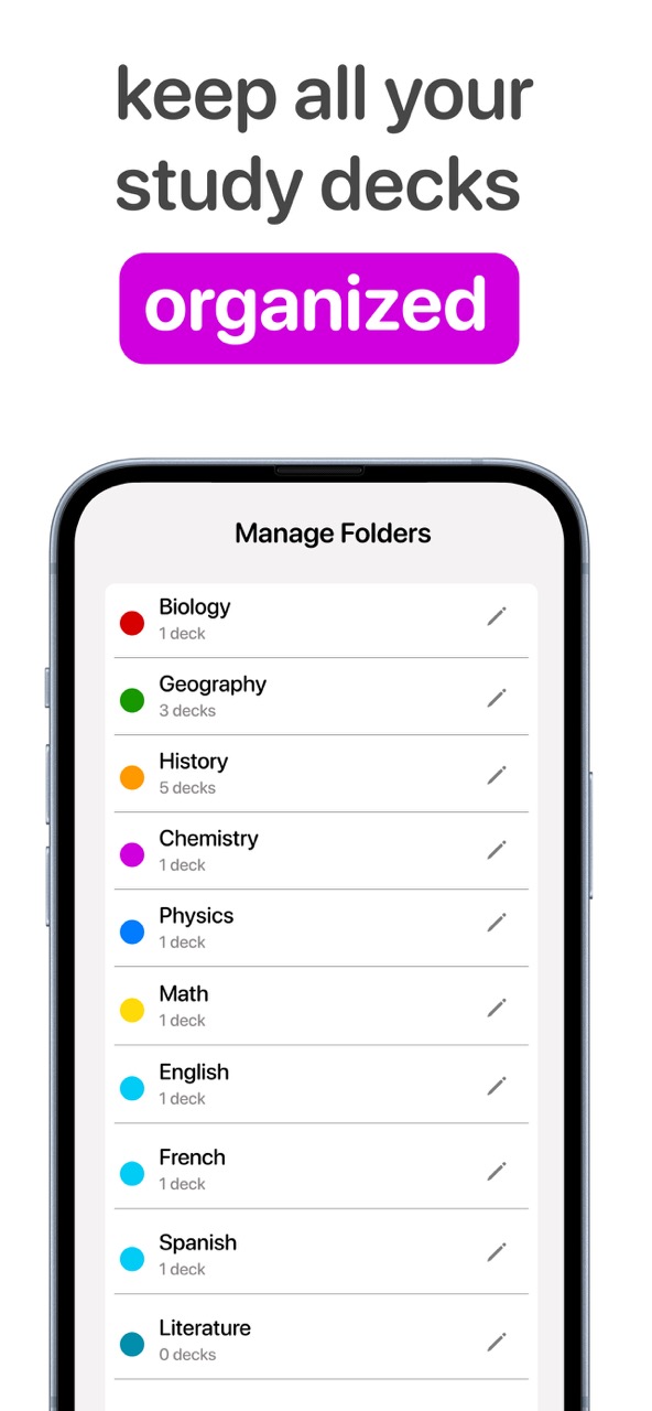 Organize decks and keep study sessions simple